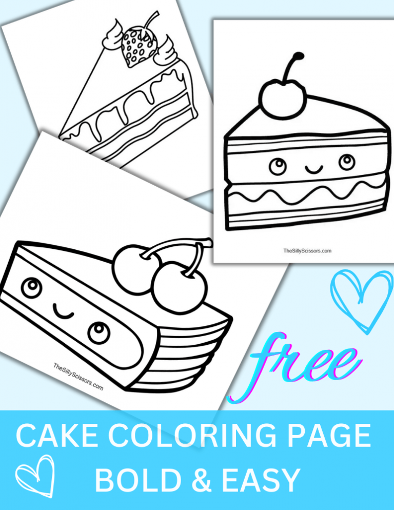 Cake Coloring Page Bold & Easy