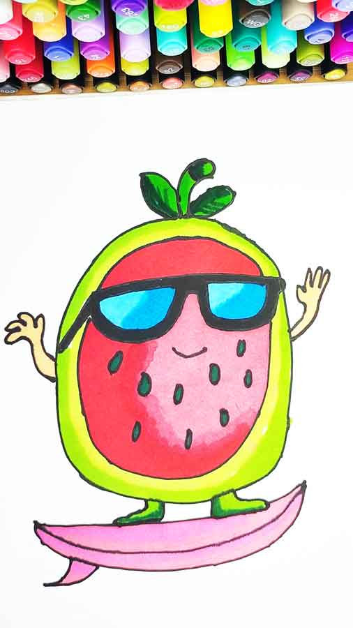 Watermelon Surfer Coloring Page