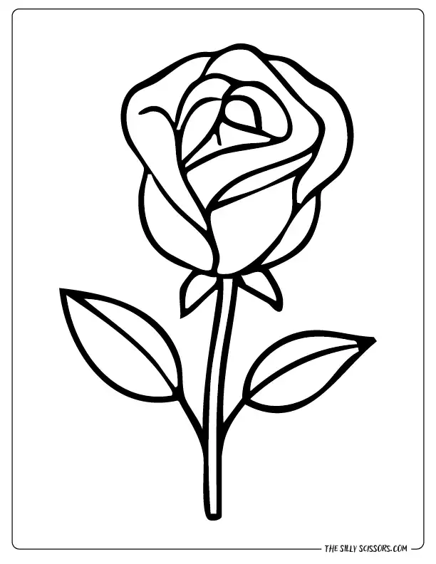 Rose coloring page with bold outlines – great for beginners