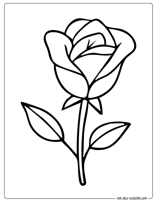 Classic rose coloring sheet – free printable flower design