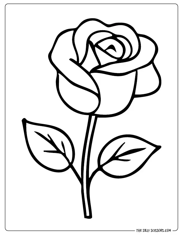 Easy rose coloring page – fun and free printable for kids