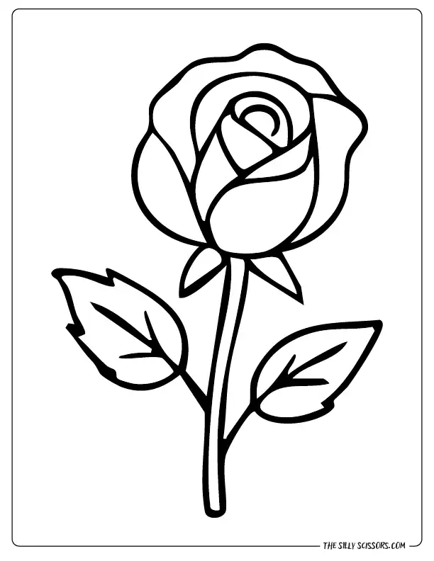 Free downloadable rose coloring page for printing