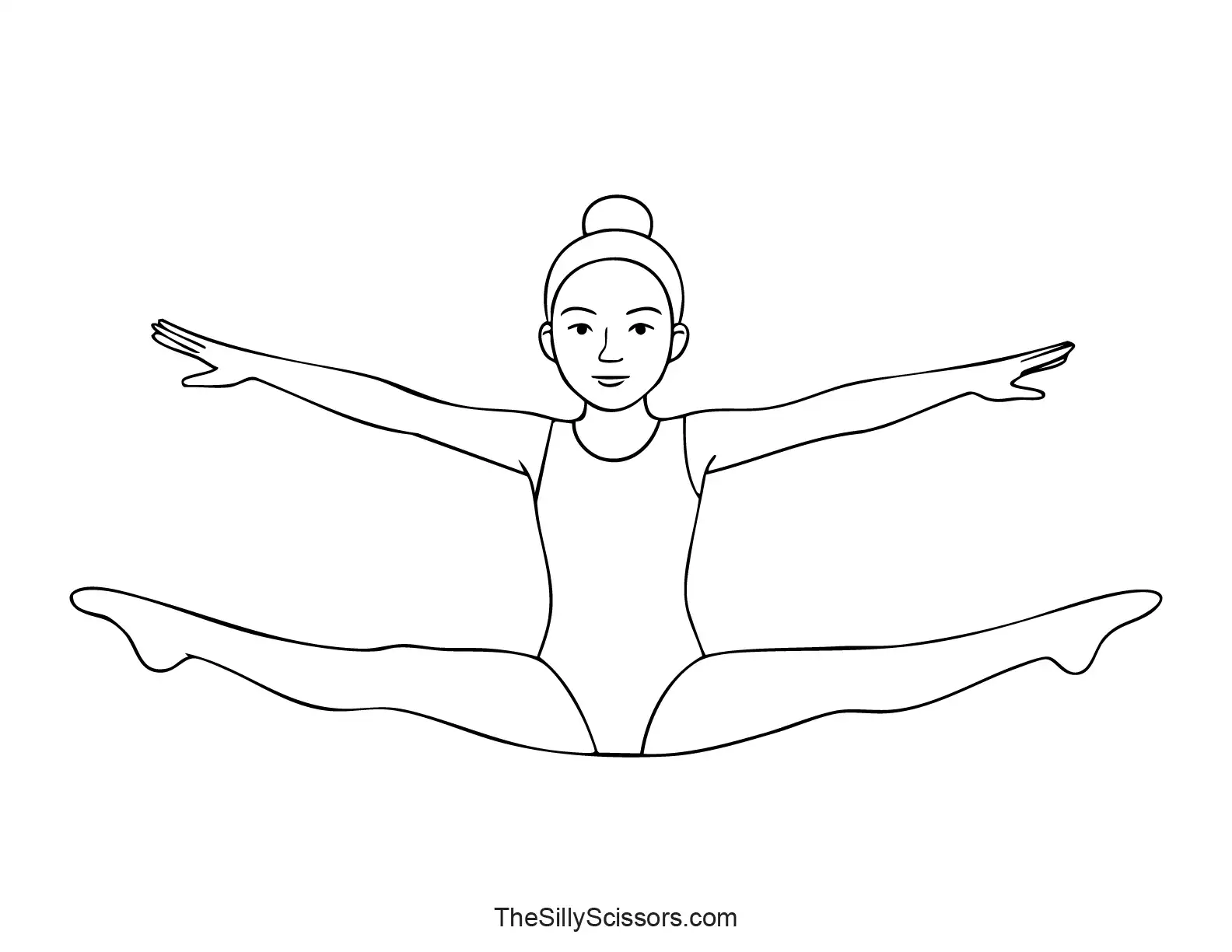 gymnast-split-jump-coloring-page – gymnast mid-air split jump
