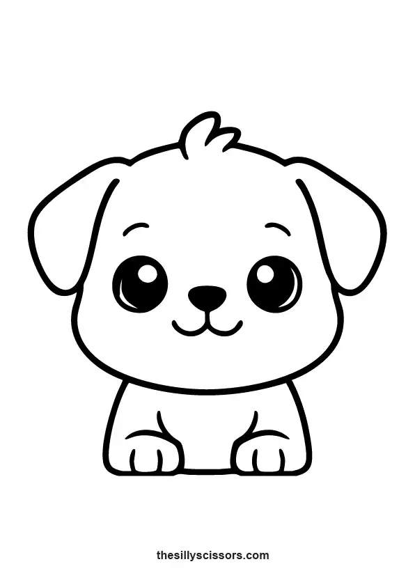 Cartoon-style kawaii puppy face.