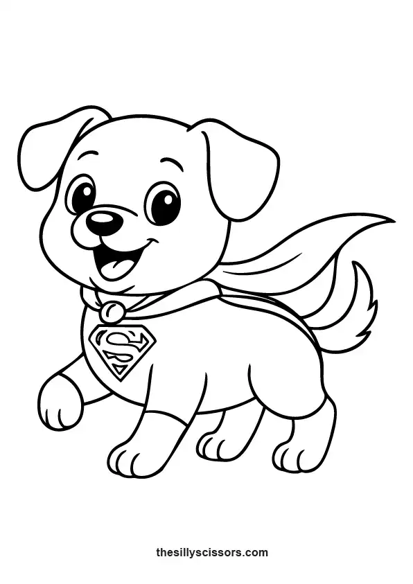 Puppy wearing a superhero cape.