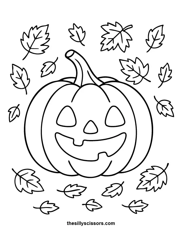 Smiling Jack-O’-Lantern – Halloween Coloring Page (Printable PDF) Classic grinning jack-o’-lantern with bold outlines and large, easy areas to color.