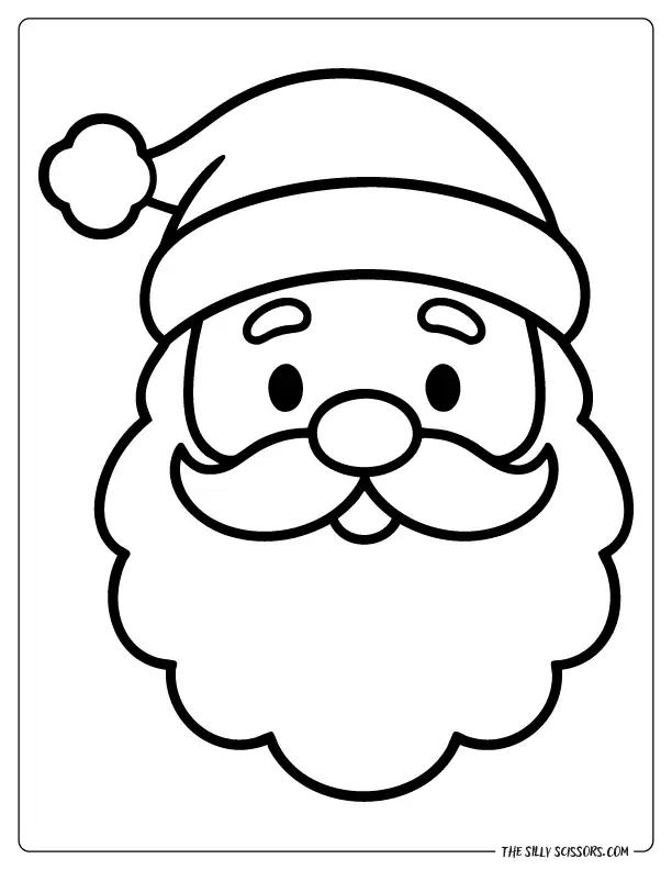 Kawaii-style Santa face with smiling expression and soft beard lines.