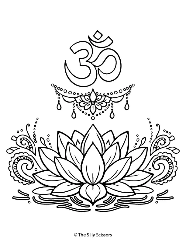 Minimal lotus meditation coloring page for adults.