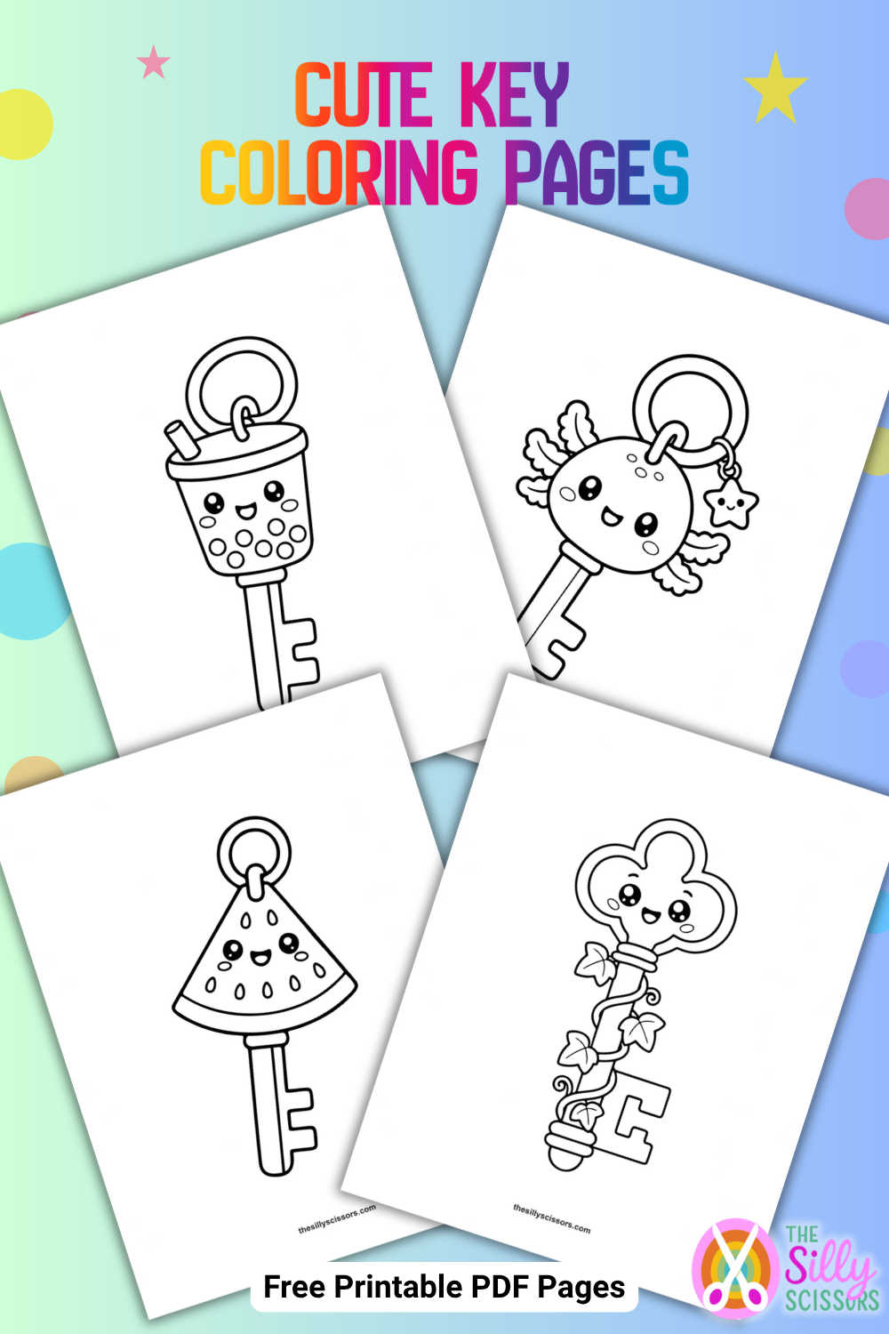 Cute Key Coloring Pages Free Printable PDF
