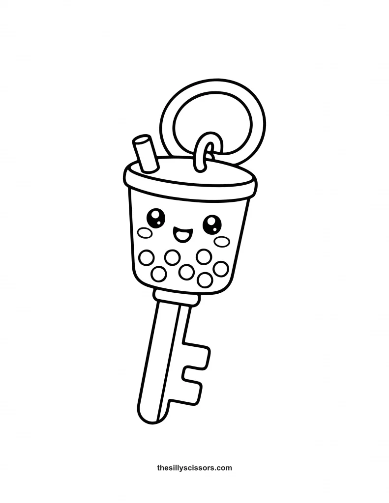 boba-bubble-tea-food-asmr-key-coloring-page Cute boba bubble tea key coloring page with smiling tapioca pearls and bold kawaii outlines.